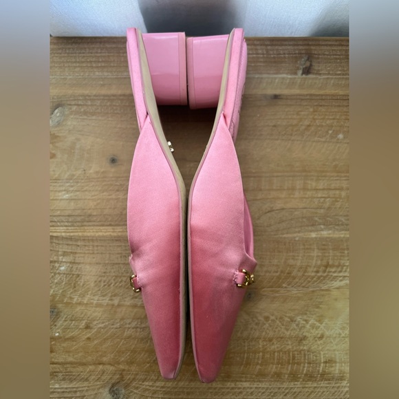 Sam Edelman Ollie Satin Bit Buckle Square Toe Dress Mules in Pink - Picture 8 of 11